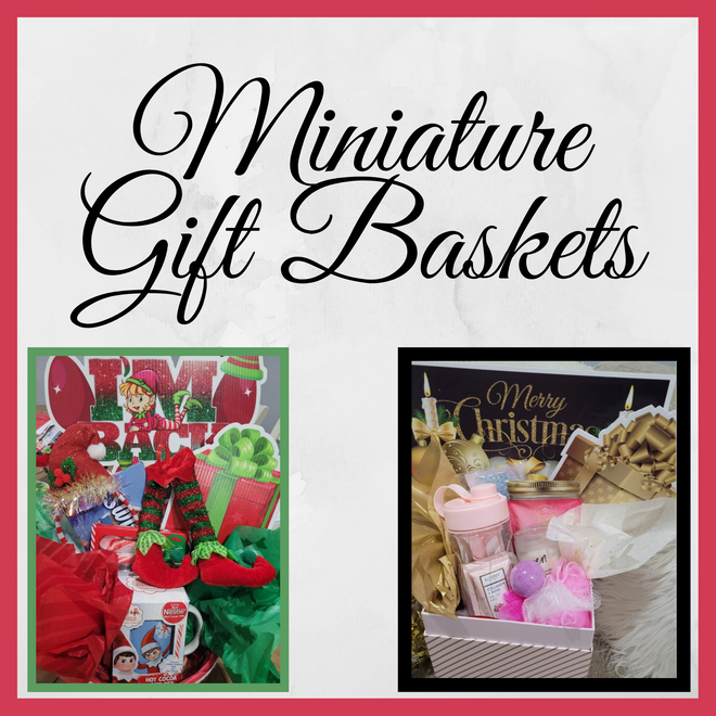 Miniature Yard Cards and Gifts in a Basket