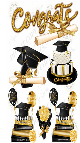 White Black Gold Congrats Grad
