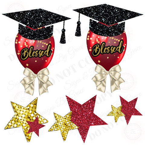 Blessed Grad Red Gold