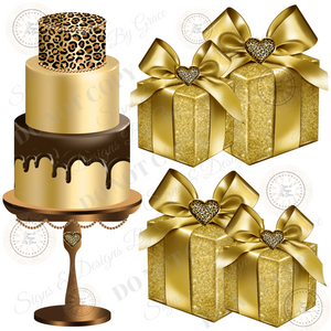 Animal Print Gold Giftbox / Cake