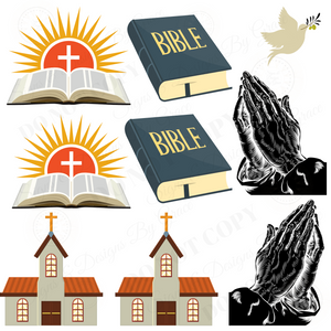 DOUBLE  BIBLE PRAYER HANDS CHURCH
