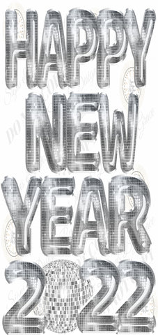 Happy New Year 2022 Disco Ball Silver