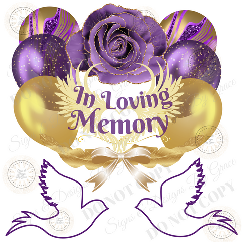 Purple and gold In Loving Memory