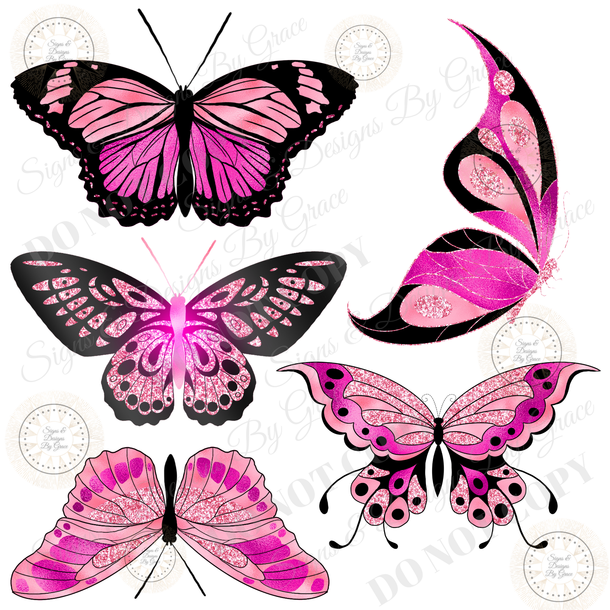 Pink Black butterflies
