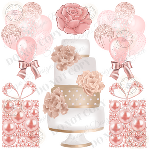 blush cake balloons gift