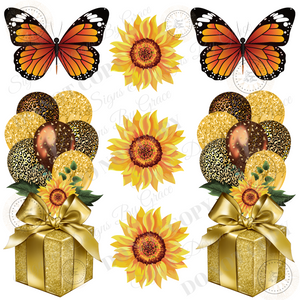 cut leopard sunflowers gold gb butterflies