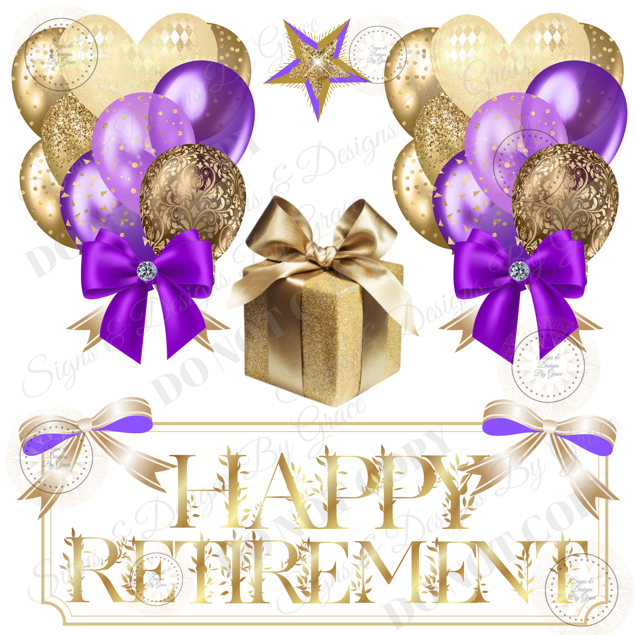 purple gold happy retirement