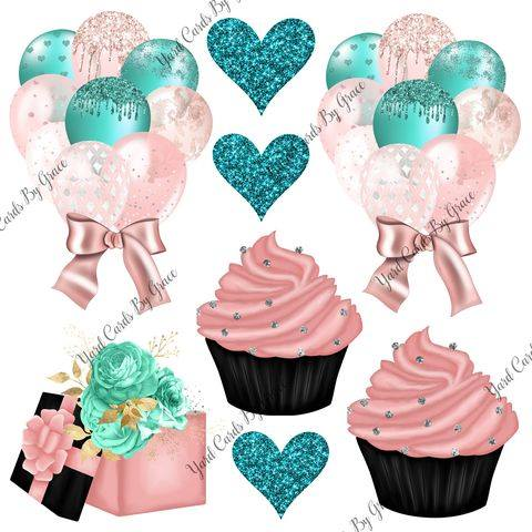 Balloon Bundle in Pink and Aqua Set 108