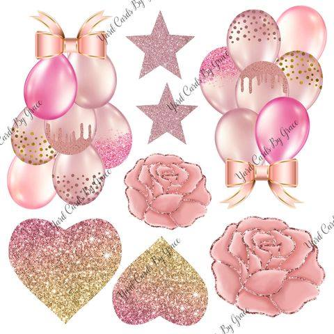 Balloon Bundle in Pink and Gold 107