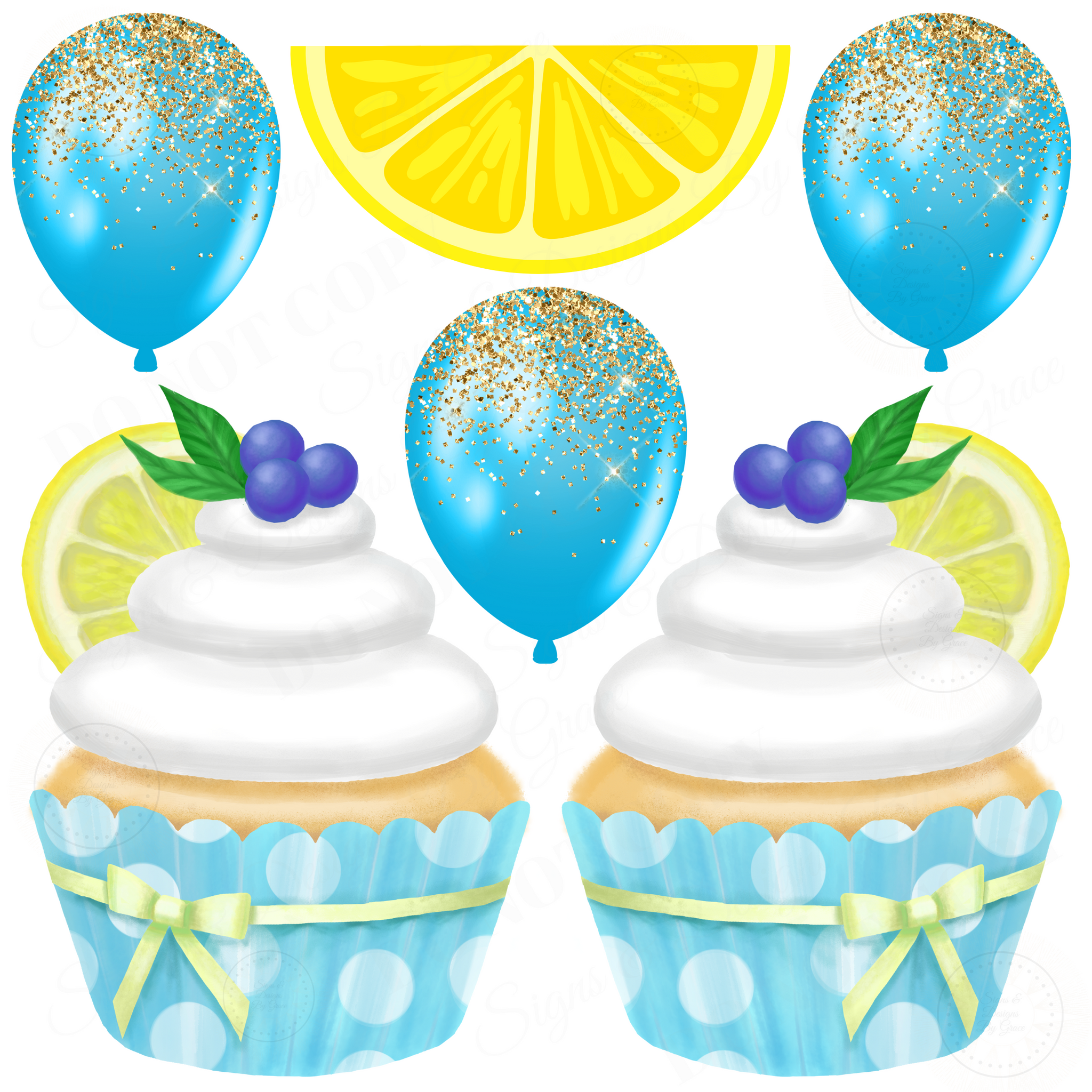 teal lemon cupcakes
