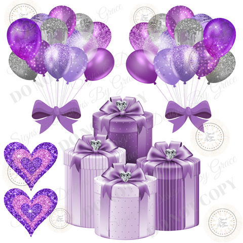 Purple Giftbox Balloon Bundle 103