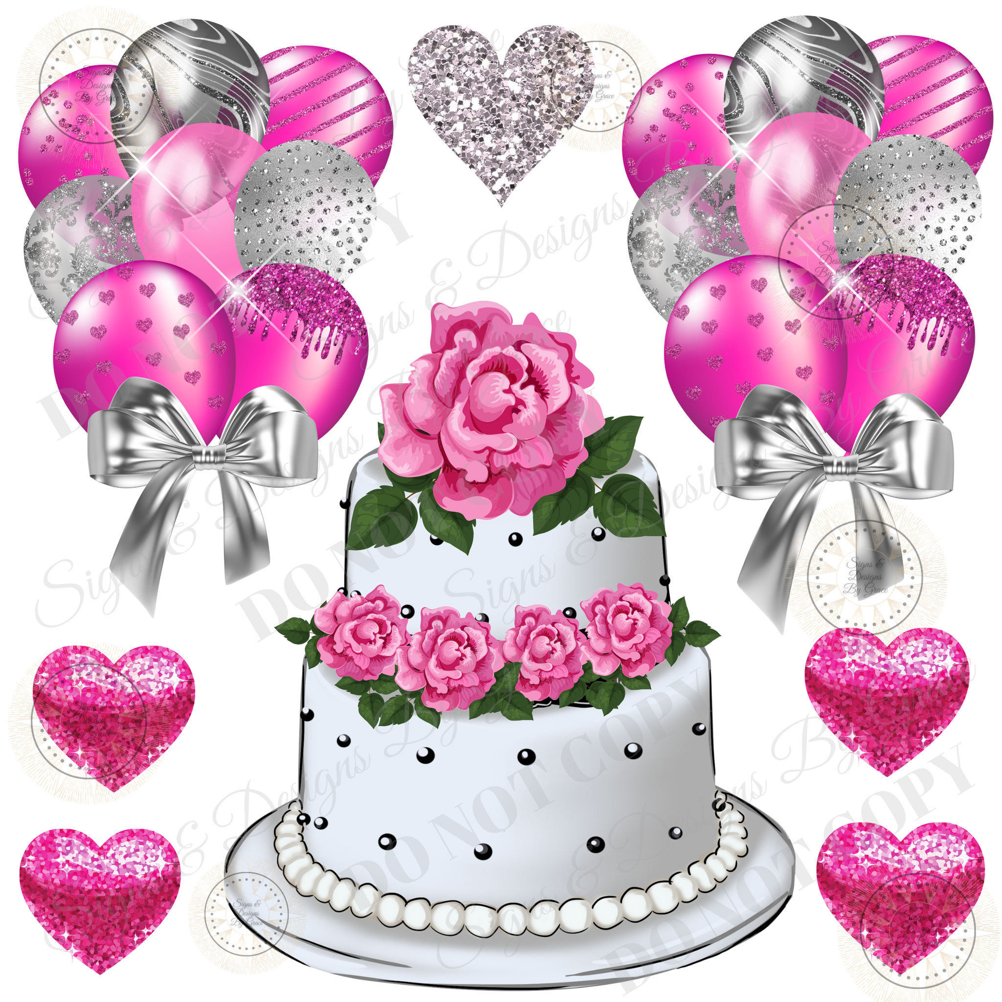CUT cake and  HOT  PINK SILVER 1021
