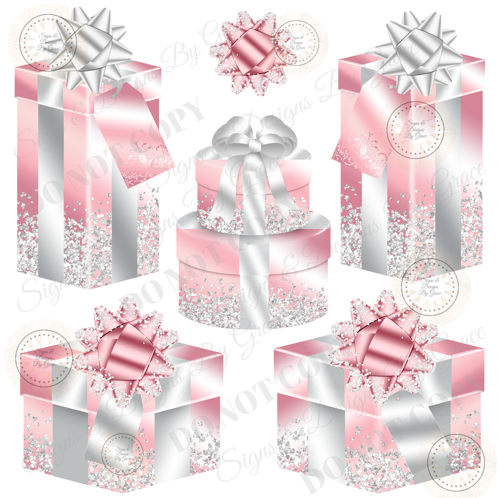 CUT pink silver gift boxes 703