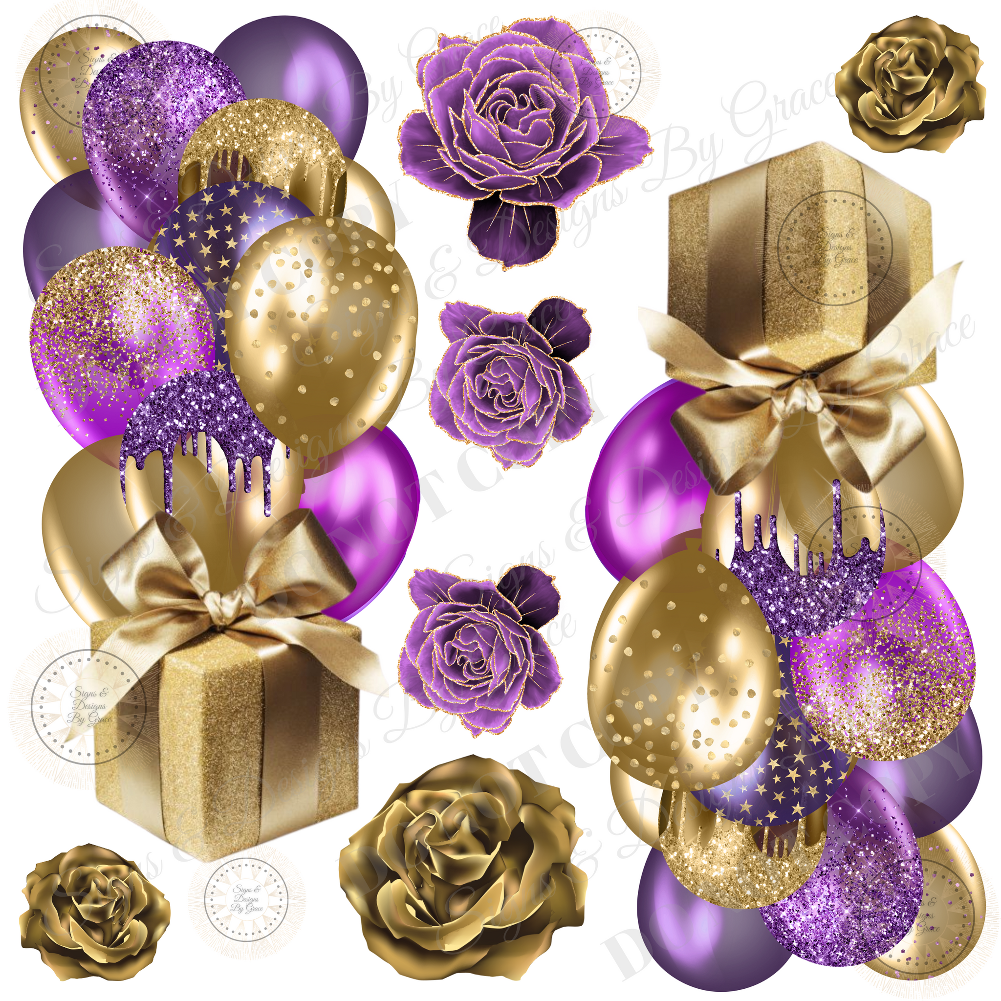 CUT purple gold gift flowers 143 705