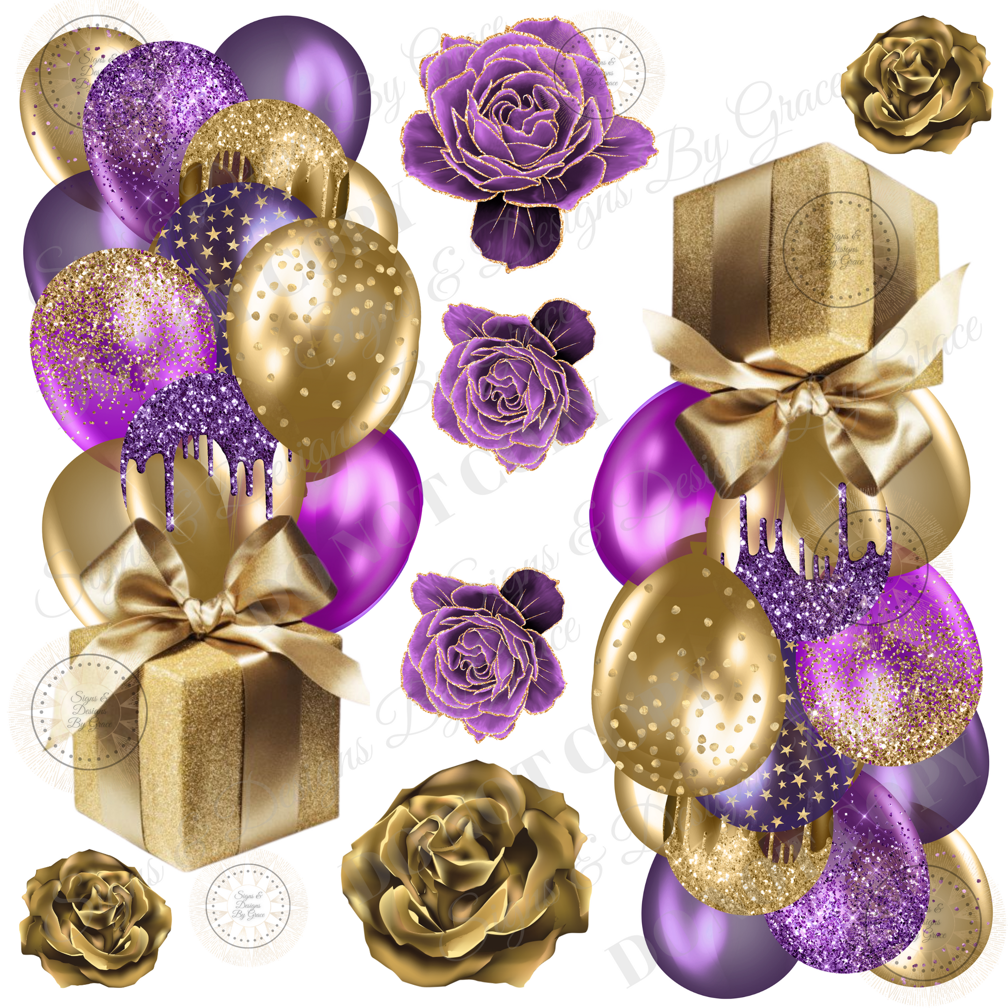 purple gold gift flowers 143