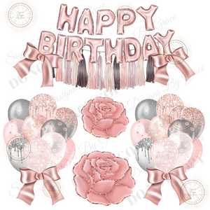 HBD silver rose gold flowers  2011
